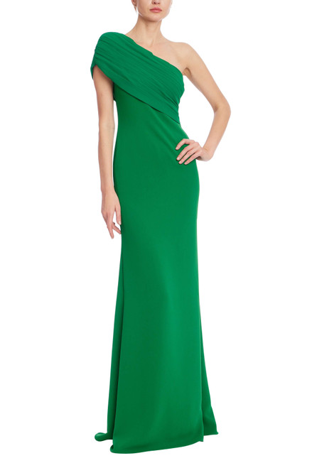 Emerald | Draped One-Shoulder Column Gown Front Emerald | Draped One-Shoulder Column Gown Front