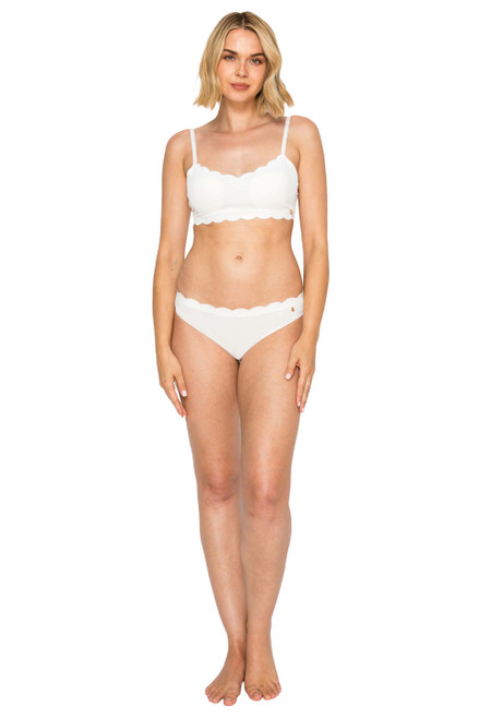 Bridal White | Yummy Baby Rib Scallop Bralette Front Bridal White | Yummy Baby Rib Scallop Bralette Front