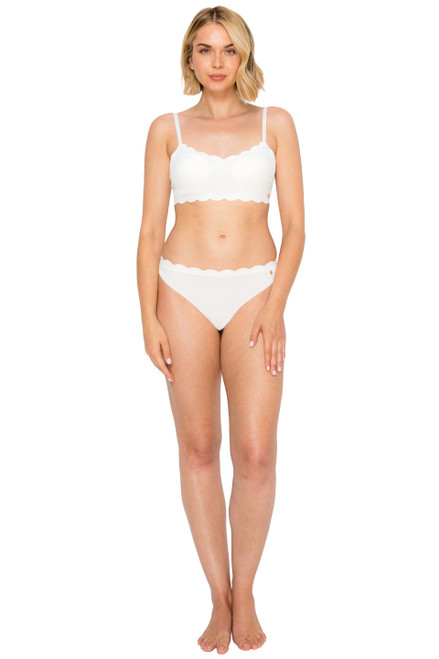 Bridal White | Yummy Baby Rib Scallop Thong Front Bridal White | Yummy Baby Rib Scallop Thong Front