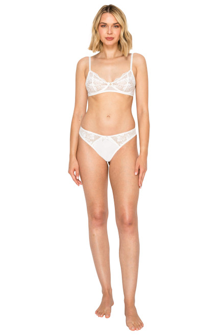 Bridal White | Luxe Floral Lace Thong Front Bridal White | Luxe Floral Lace Thong Front