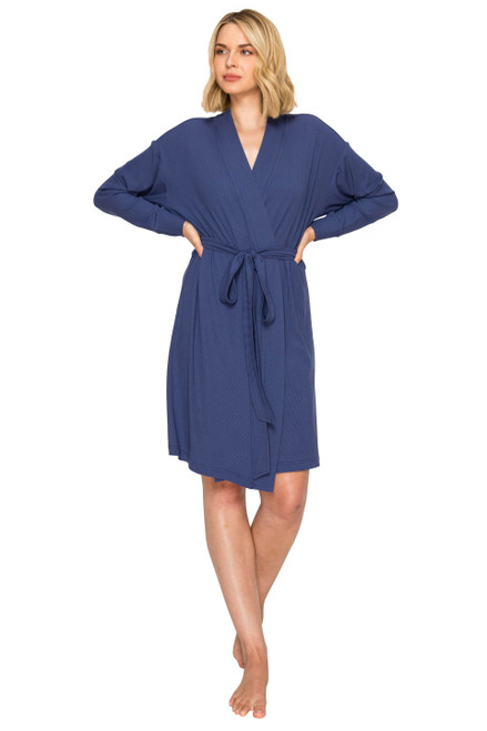 Blueberry | Yummy Modal Rib Cozy Robe Front Blueberry | Yummy Modal Rib Cozy Robe Front