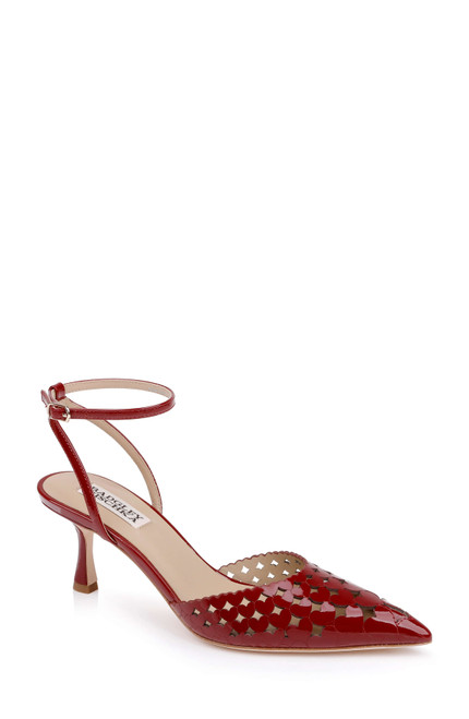 Red Patent | Omelia Ankle Strap Pump Front Side