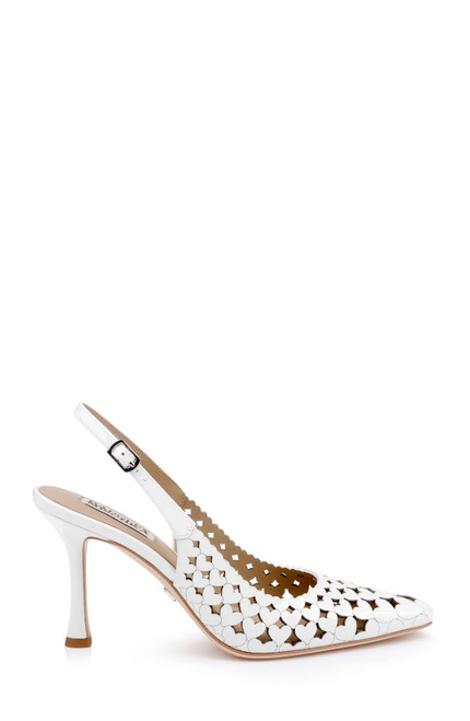 White Patent | Onna Leather Slingback Pump Side
