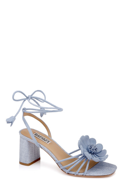Aqua Suede | Wallflower Ankle Tie Sandal Front Side