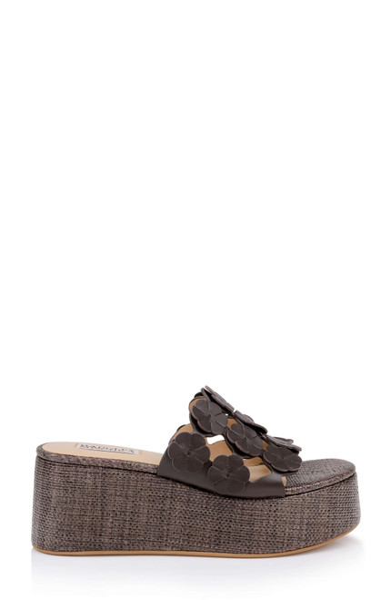 Brown Leather | Wendall Platform Slide Sandal Side