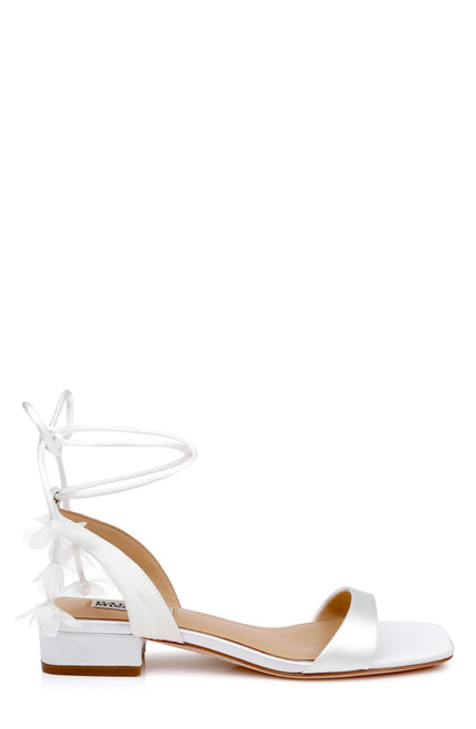 White Satin | Westfield Low Block Heel Sandal Side