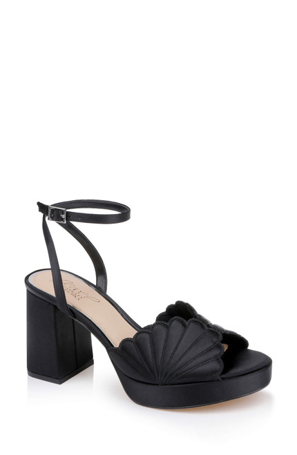 Black Satin | Paola Platform Sandal Front Side