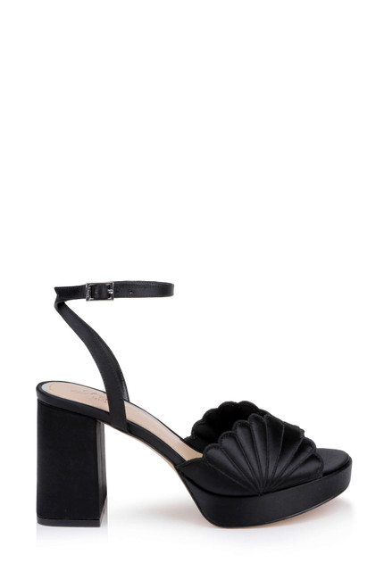 Black Satin | Paola Platform Sandal Side
