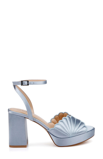 Mist Blue Satin | Paola Platform Sandal Side