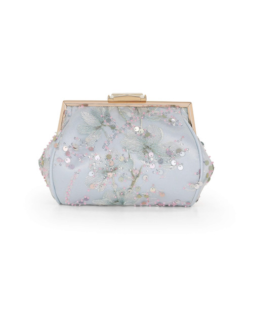 Blue | Iris Floral Pouch Clutch Front