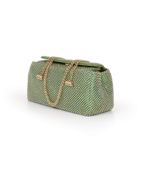 Green | Juniper Crystal Mesh Clutch Side