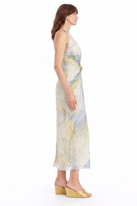 Blue Multi | Naya V-Neck Halter Maxi Dress Side