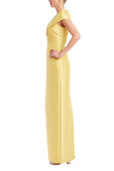 Marigold | Faux Wrap Mikado Column Gown Side