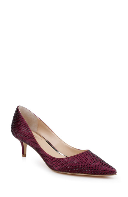Bordeaux Satin | Frenchie Pointed Toe Kitten Heel Front Side Bordeaux Satin | Frenchie Pointed Toe Kitten Heel Front Side