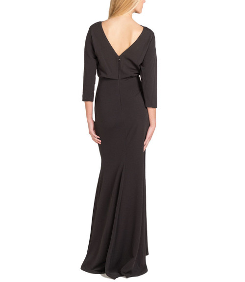 Blouson Top Micro Rib Evening Gown by Badgley Mischka