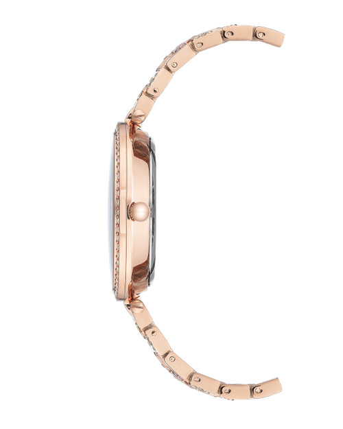 Rose Gold-Tone Bracelet Watch With Flower Accents by Badgley Mischka