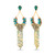 Gold Rattan and Stone Trapeze Fringe Drop Earrings