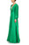 Palm Green Soft Long Deep V-Neck Gown Front Side