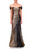 Black Gold to Black Ombré Sequin Gown Front