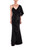 Black Asymmetrical Ruffle Gown Front