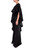 Black Asymmetrical Ruffle Gown Side