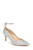 Silver Glitter Jamila Ankle Strap Kitten Heel Front Side