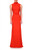 Red Orange Stretch Crepe High Neck Gown Front