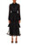 Black Georgette Tiered Midi Cocktail Dress Front