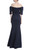 Navy Bow Sleeve Off Shoulder Gown Back