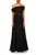 Black Gold Crepe and Georgette Off-the-Shoulder Gown Front