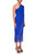 Mediterranean Blue Crepe Single-Shoulder Fringed Cocktail DressRight Side