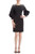 Black Ivory Balloon Sleeve Pearl Adorned Cocktail Dress Front