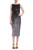 Black Silver Metallic Ombré Sequin Cocktail Dress Front