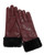 Wine Leather Gloves with Faux Fur Cuffs Front