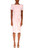 Pale Pink Shoulder-Padded Feminine Cocktail Dress Front