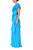 Turquoise Electric Blue Ruffled Gown Side