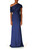 Navy Draped One-Shoulder Gown Front