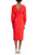 Red Wrap-Look Ruffle Day Dress Back
