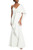 White Asymmetrical Ruffle Long Gown Front