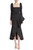 Black Shapely Belted Flounce Skirt Dress Front