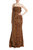 Caramel Decadent Velvet and Sequin Draped Gown  Front