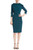 Teal Teal Belted Sheath Dress with High Collar Front