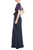 Navy Multi Beaded Lace Gown  Side