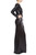 Black Sequin Long Sleeve Gown With Bow Brooches Side