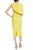 Yellow Sheath Cocktail Gown with Buttoned Asymmetrical Shoulder Cape Back