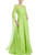 Lime Lime Green Belted Evening Cape Gown Front