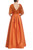 Cumin Orange Sequined Evening Gown with Belt Back