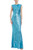 Turquoise Turquoise Sequined Mermaid Gown Front