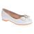 White Patent Girls’ Slip-On Ballet Flats with Bow Front Side