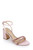 Pale Pink Rosa Block Heel  Sandal with Gemstone Straps Front Side